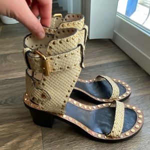 Isabel Marant Jaeryn Gold and White Gladiator Sandals